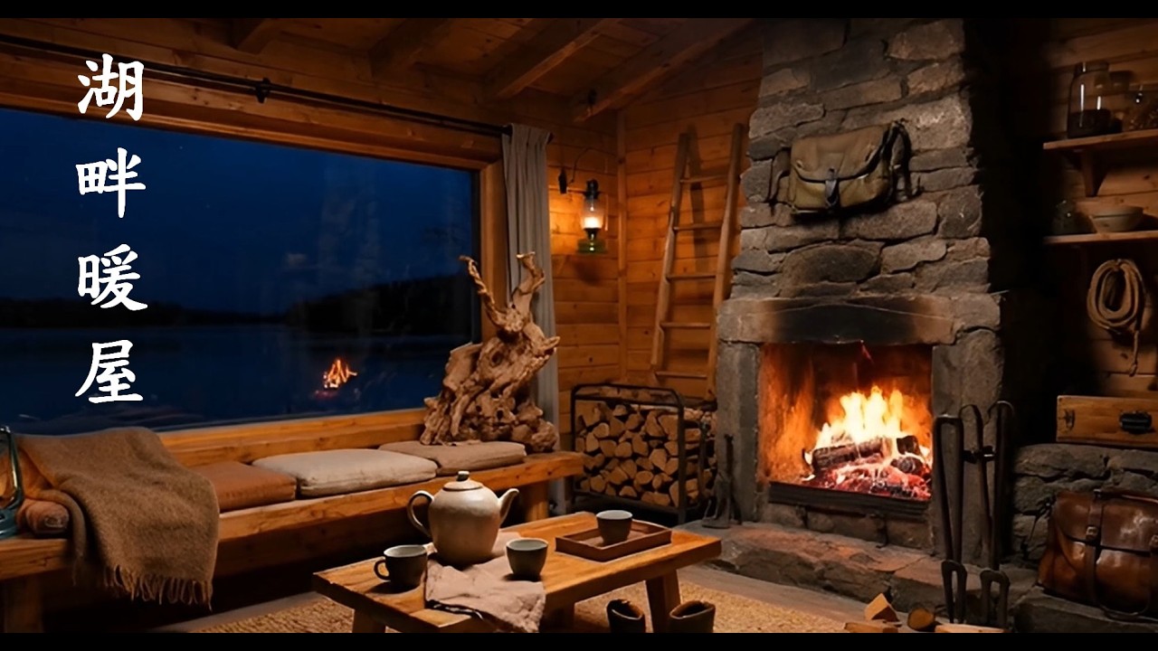 湖畔雨夜｜木屋壁爐｜溫暖寧靜・深度放鬆｜3 Hours Lake Cabin Fireplace Rain Ambience🔥