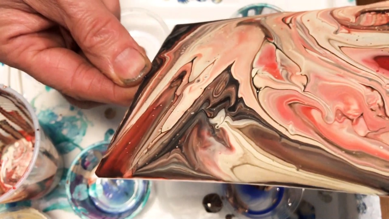 Acrylic Double Pour with PVA Glue (Got Cells Too) on Yupo Paper