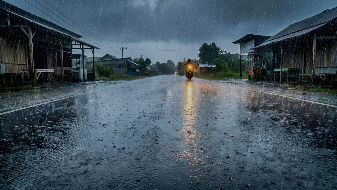 Real Heavy Rain Sounds on Street (No Talking) - 4K 60fps Raw Footage for Sleep