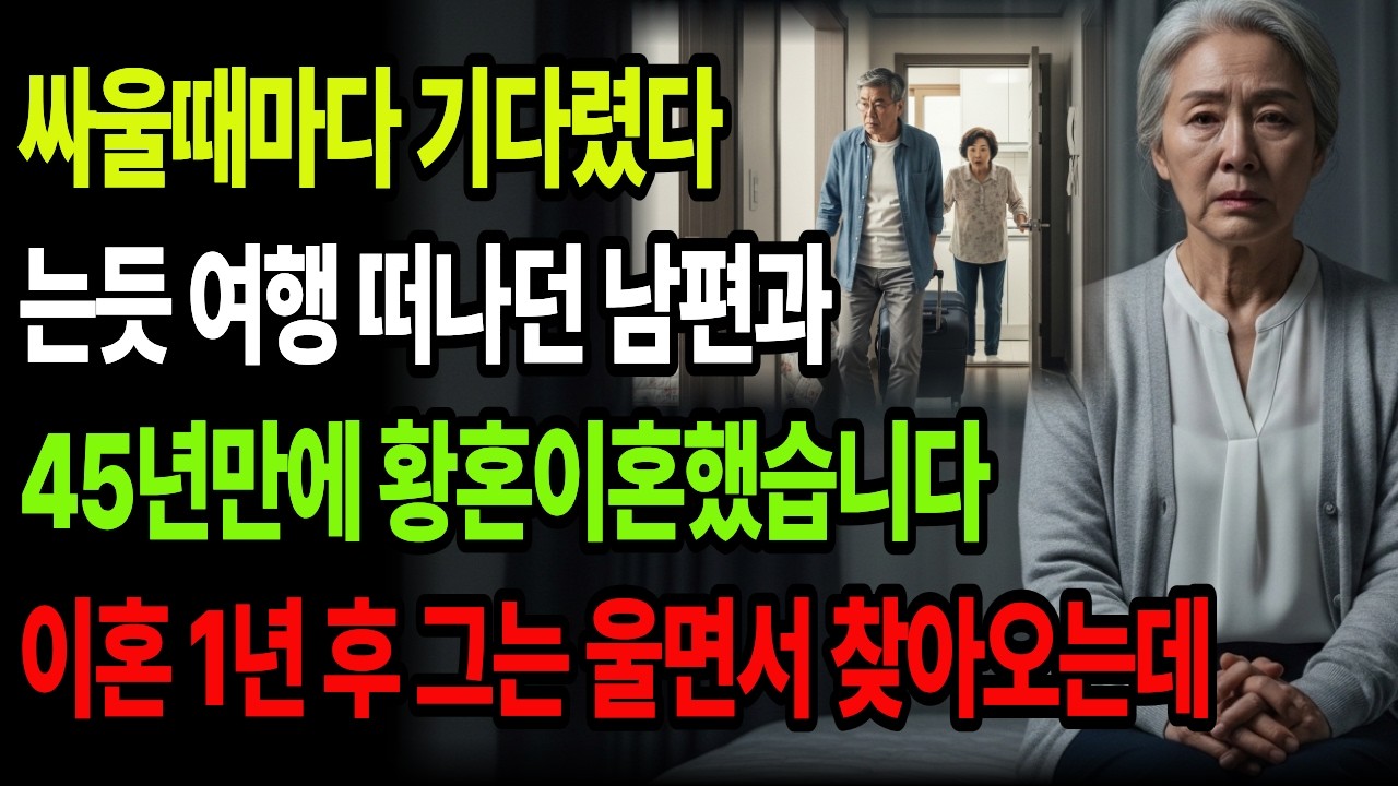 싸울때마다 기다렸다는듯 여행 떠나던 남편과 45년만에 황혼이혼했습니다 이혼 1년 후 그는 울면서 찾아오는데