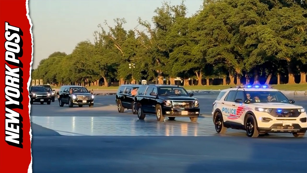 WATCH: Trump's Motorcade Drives OVER the Lincoln Memorial Reflecting Pool
