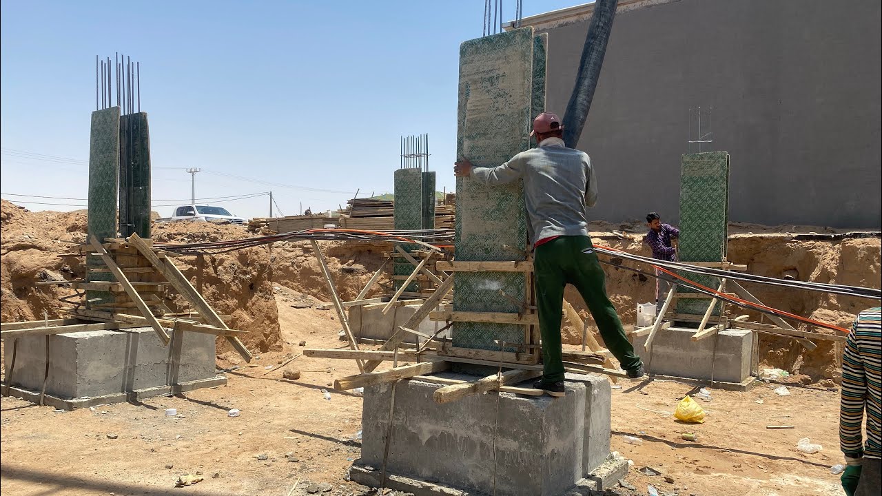 Column footing concrete casting #column #concrete #casting #columnconstruction #columncasting