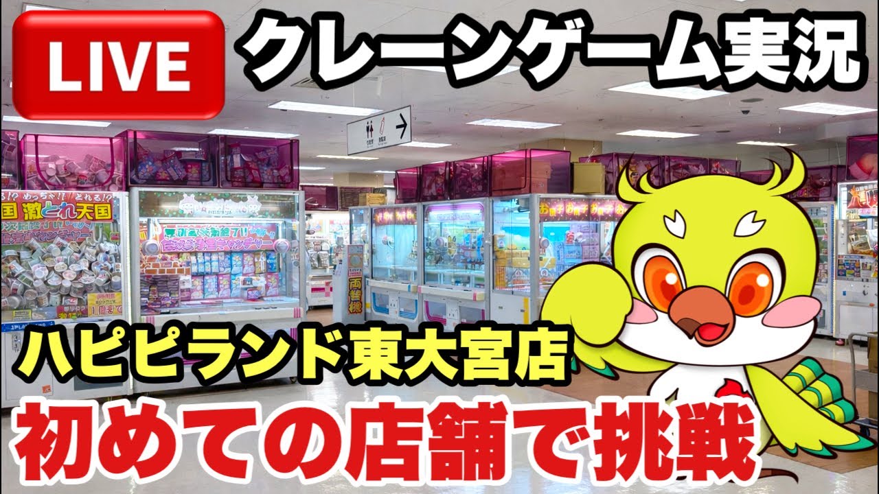 【クレーンゲームLIVE】初来店！ハピピランド東大宮店で閉店まで乱獲🔥〇万円分ガチ配信！