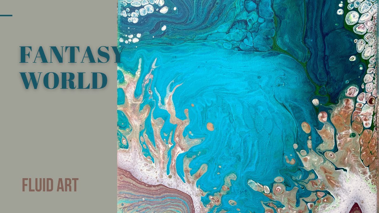Acrylic pouring abstract art, double straight pour, Fluid art ocean theme, Under the sea series.