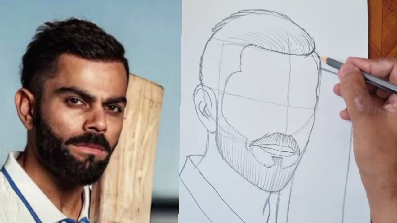 How to draw Virat Kohli Drawing step by step #viratkohli #drawing