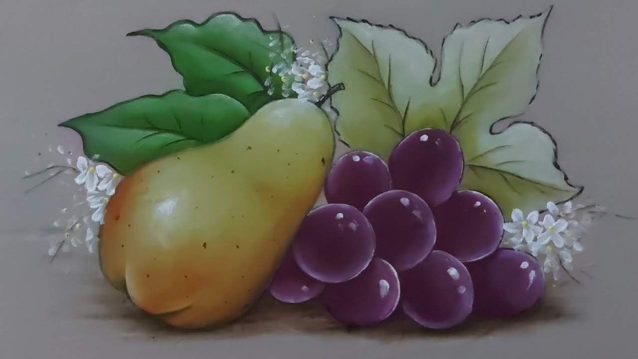 Pintura para iniciantes (pera e uvas)