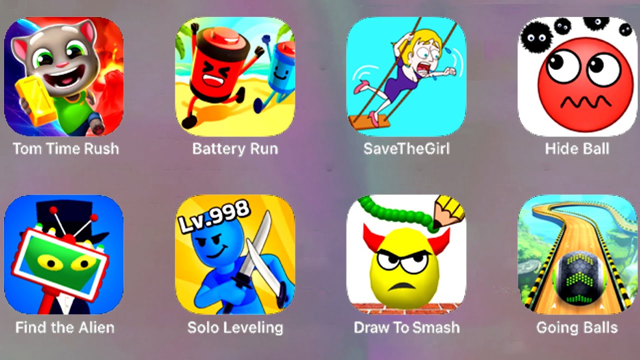Draw to Smash, Going Balls, Tom Time Rush, Hide Ball, Battery Run, Solo Leveling, Save the Girl...