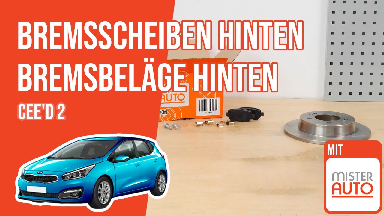 Wie Ceed 2 Bremsscheiben hinten, Bremsbeläge hinten wechseln 🚗