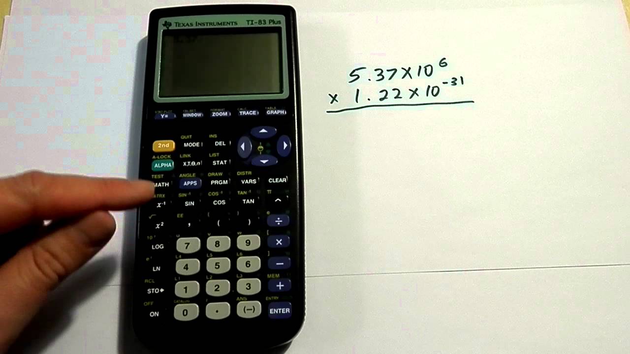 Entering scientific notation on a TI 83 or TI 84 calculator