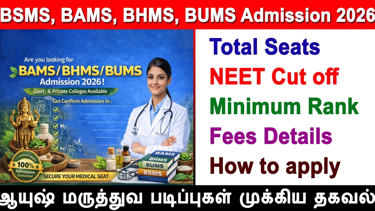 BSMS, BAMS, BHMS, BUMS, admission 2026, medical counselling, vacancy, mark, neet cutoff, fees, MBBS