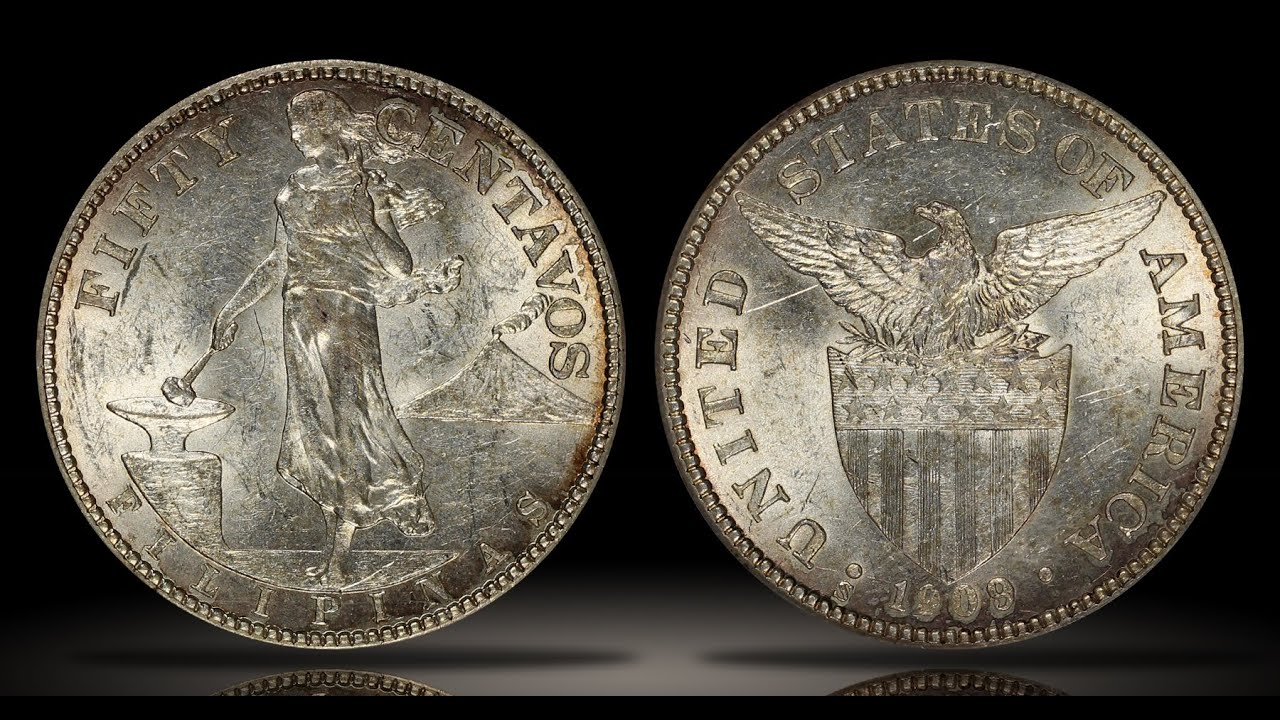 1909-S U.S.-Philippines 50 Centavos PCGS AU58 Wonderful Key Date USPI 50c