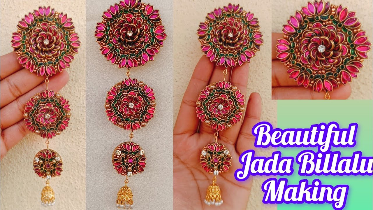 Beautiful Long Jada Billa Making Video//Kundan Jada Billa #diy #Jadabilla #trending #lotusjadabilla