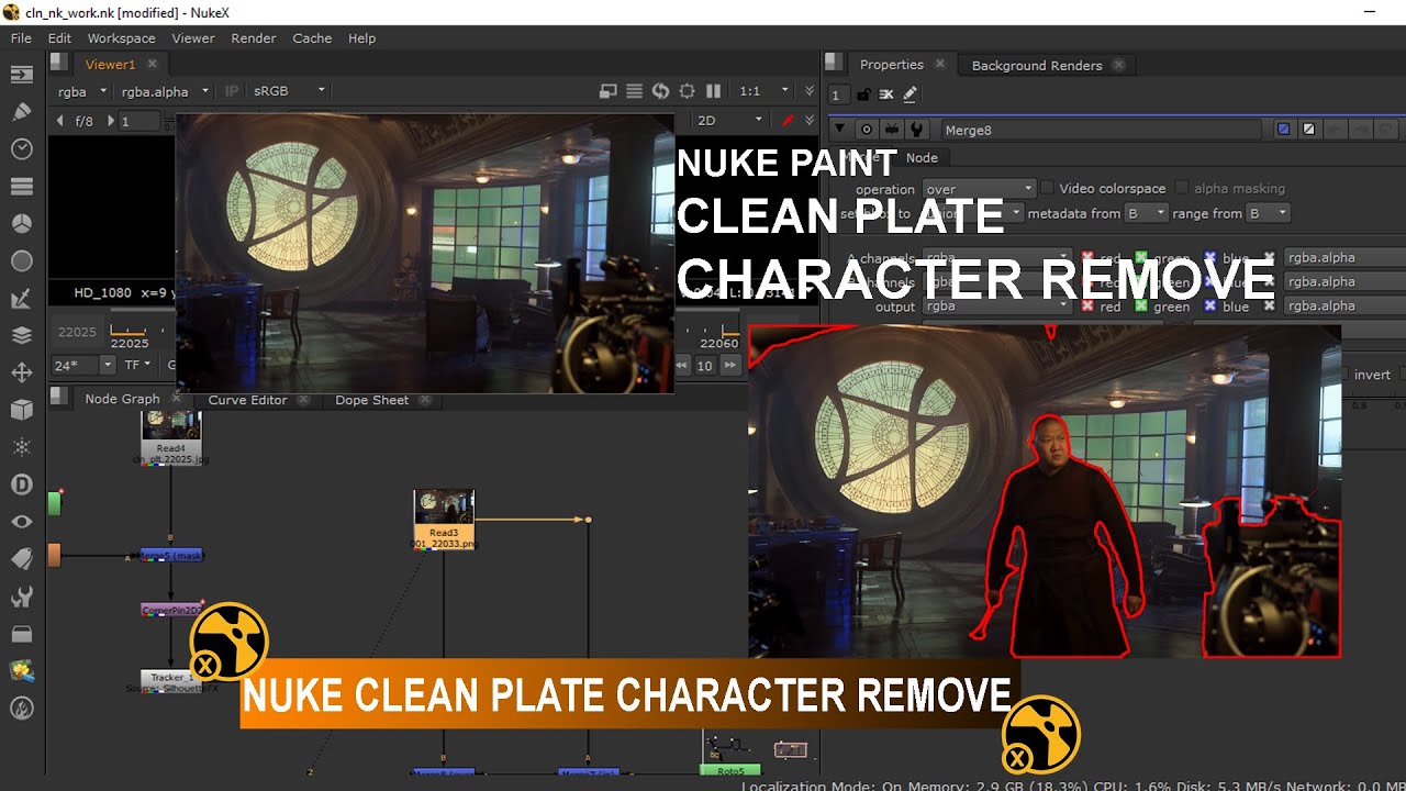 Nuke Clean Plate Character Remove || How to Using CornerPin In Nuke || Clean Plate Tutoria 03[HINDI]