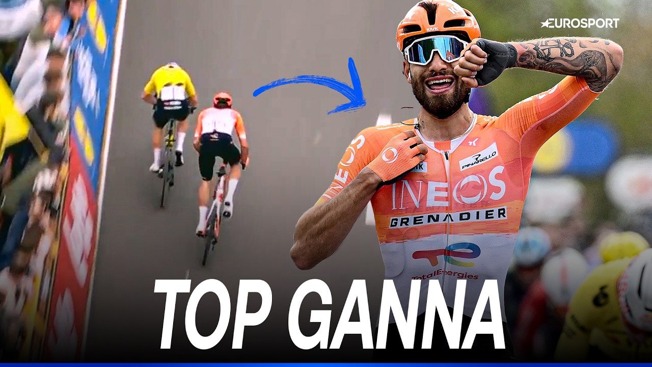 GANNA clamoroso! Riprende VAN AERT a 100m dal traguardo e TRIONFA | ATTRAVERSO LE FIANDRE 2026