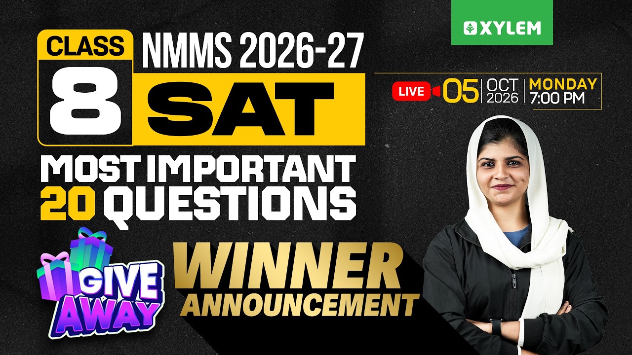 Class 8 NMMS 2026-27 : SAT - Most Important 20 Questions | Xylem Class 8