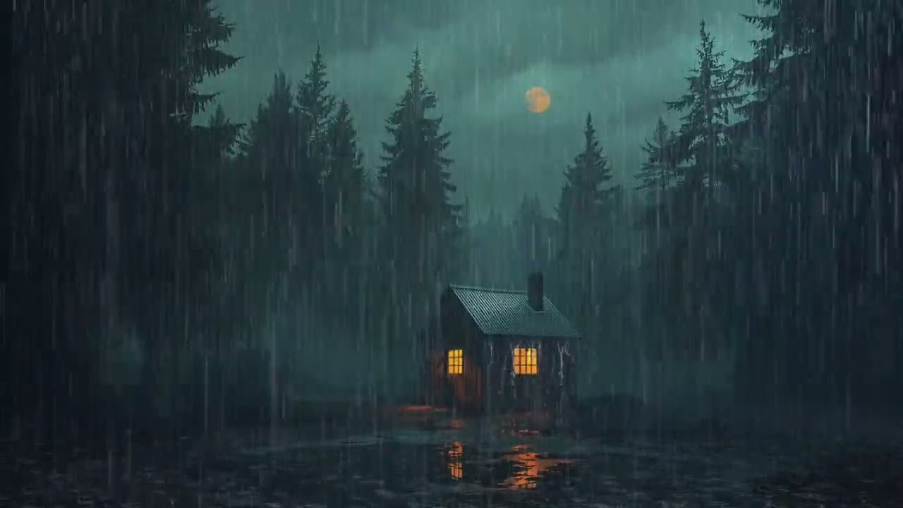 99% of YOU will Fall Asleep Fast | Strong Rain & Mighty Thunder on the Roof of Forest House at Night