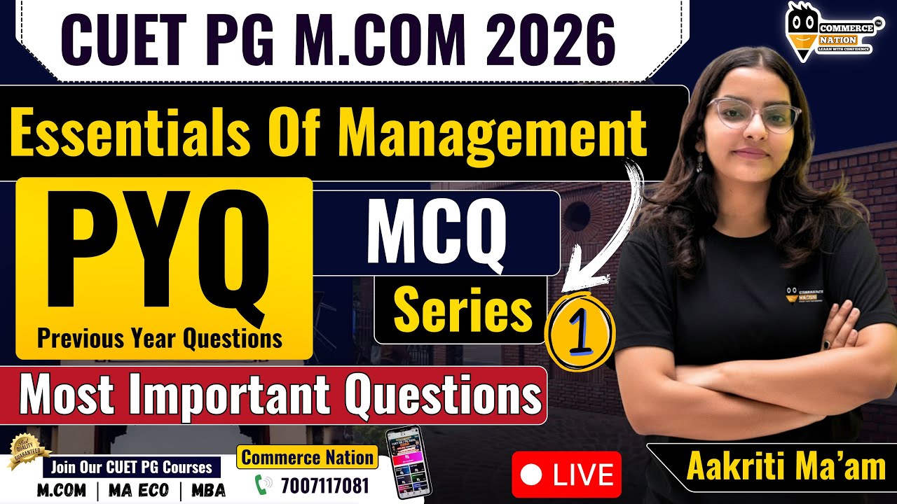 CUET PG M.COM 2026 (COQP08) | Основы менеджмента | Самые важные вопросы с множественным выбором |...