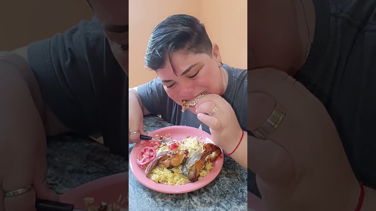 #COMENDO COM A POLY MUKBANG| BAIÃO DE DOIS, PEIXE FRITO E SALADA|ALMOÇO DE DOMINGO 🙏😋