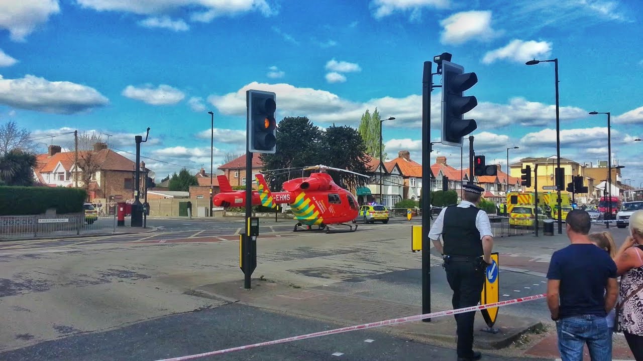 London Air Ambulance In Hertford Road In Edmonton, North London.