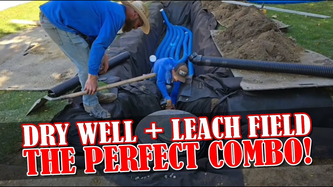 How to Run a Sump Pump Discharge Line to a Dry Well with a Leach Field: Two Examples