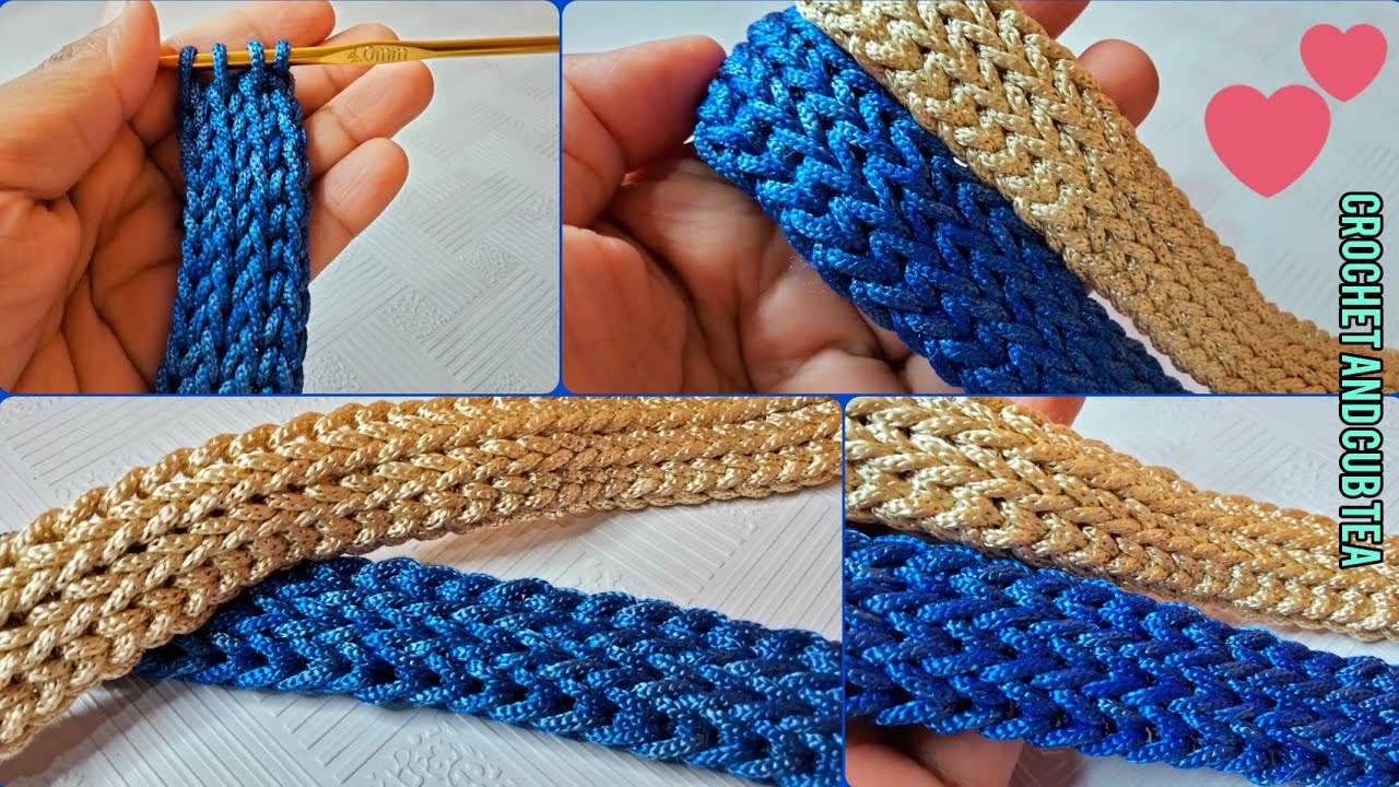 كروشيه : فكرة رائعة وجديدةلعمل يد/ حزام/ سير/حبل شنطة كروشية/ اكسسوارات كروشيه/crochet and cub tea