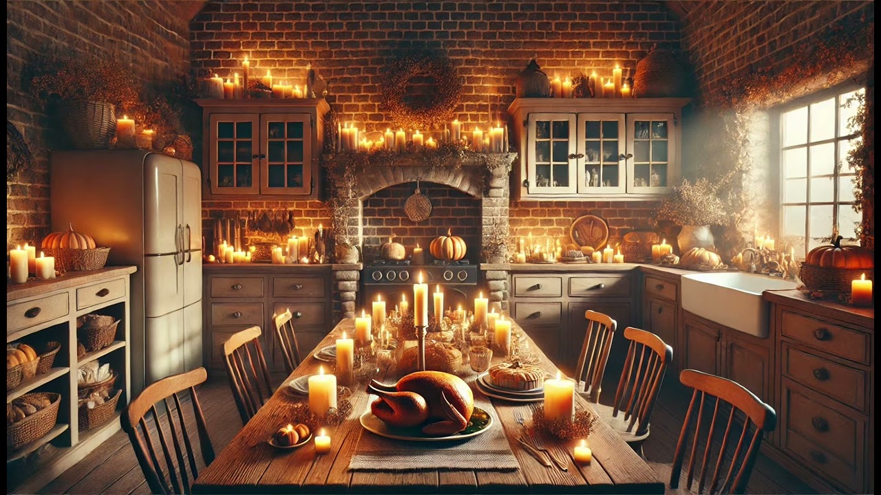 Cozy Thanksgiving Kitchen Ambience | Relaxing Jazz for a Warm Holiday Evening 🍁