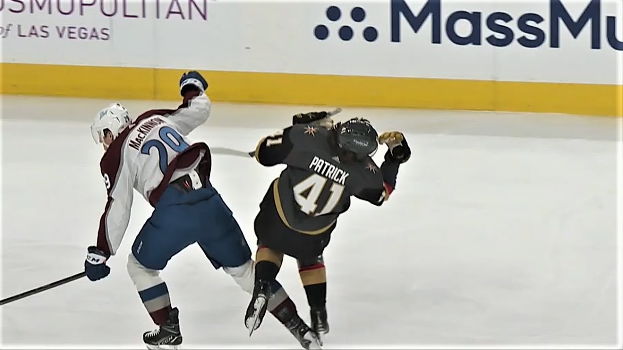 Nathan MacKinnon Catches Nolan Patrick With The High Hit To The Head Resulting In Patrick Leaving