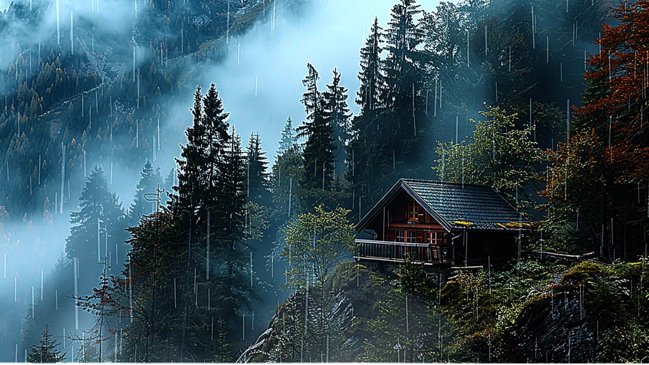 Heavy Rain Over an Isolated Cliff Cabin – 10 Hours of Storm Ambience