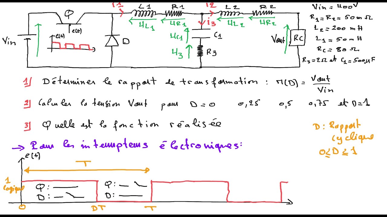 Hacheur de tension Buck  :   Exercice (convertisseur  d’énergie CC/CC)