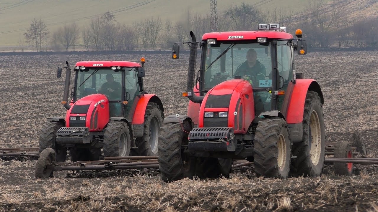 vláčení 2018 - 2x Zetor Forterra 12441 + Smykobrány - ZD Klapý