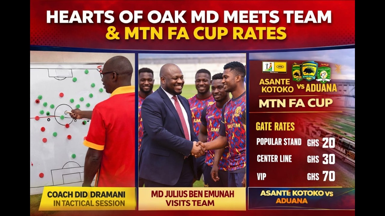 HEARTS MD STORMS TRAINING GROUND! DIDI DRAMANI TACTICS | KOTOKO VS ADUANA FA CUP RATES