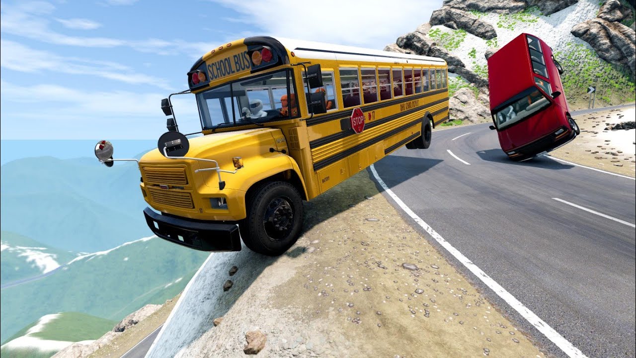 School Bus on Dangerous Mountain Road  | BeamNG.drive | Ep #101