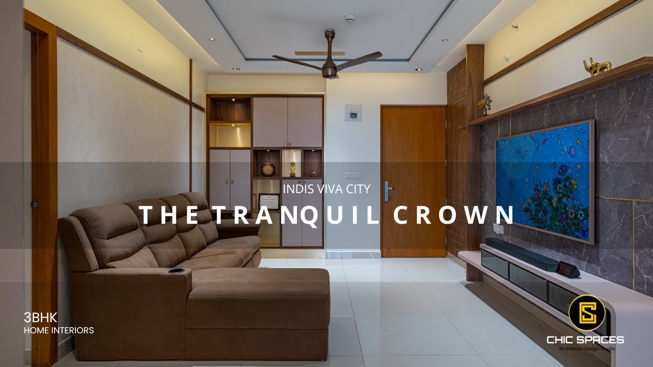 Modern Contemporary 3BHK Interiors with gold accents at Indis Viva City, Hyderabad  by @ChicSpaces ​