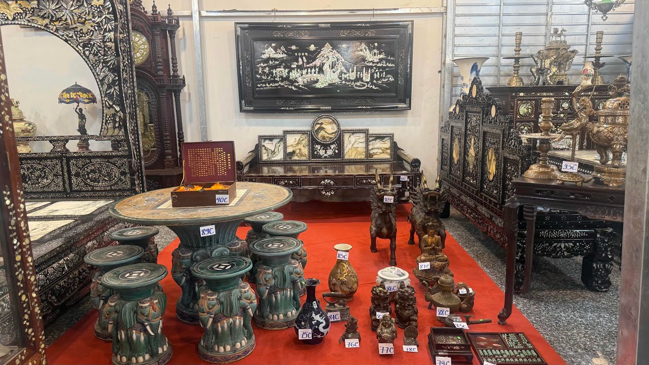 6/2/2026/ Giường lười xưa, Bộ b&agrave;n gốm, Cặp kỳ l&acirc;n đồng, #0707074844 