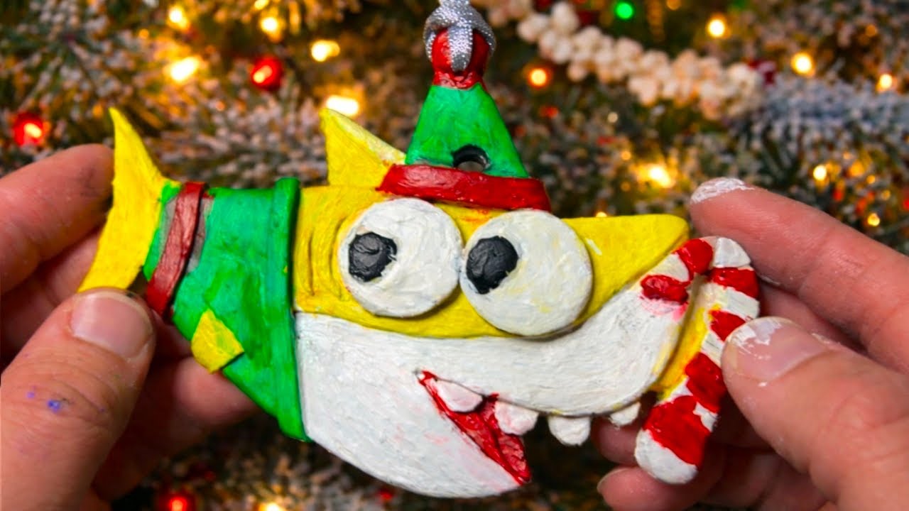 Christmas Ornament Crafting || Baby Shark Santa Elf Sculpt & Paint