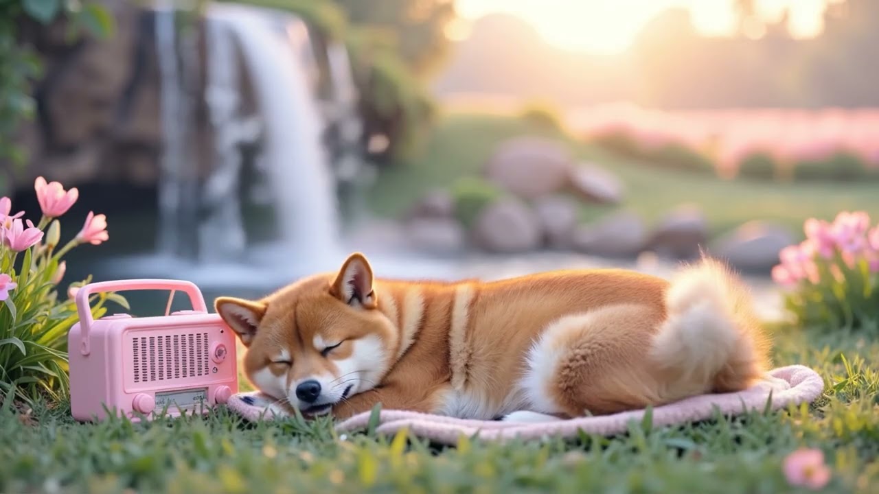 12 HOURS &bull; Dog Sleep Music 🎵🐕💤 | Shiba Inu by the Waterfall &bull; Peaceful Nature Lullabies 🌿🌊