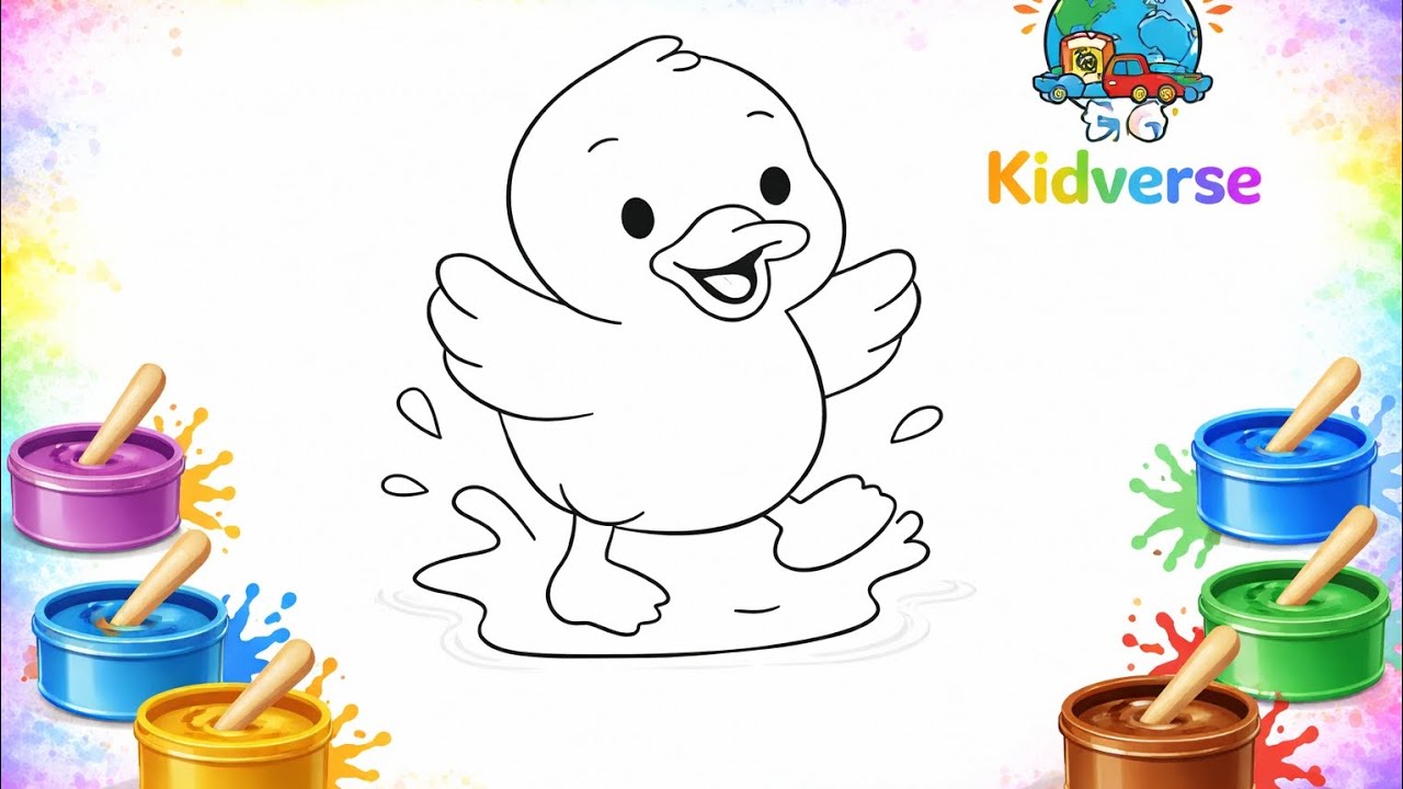 Cute Duck Coloring for Kids 🦆🎨 | Easy Duck Drawing & Coloring