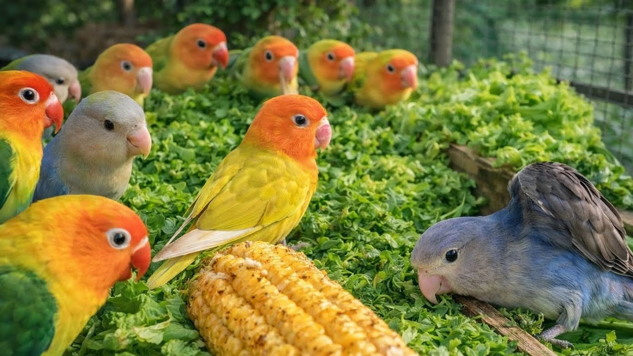 Lovebird Colorful 💚❤️#lovebirds #sunconure #parrotlover #birds #cutelovebird