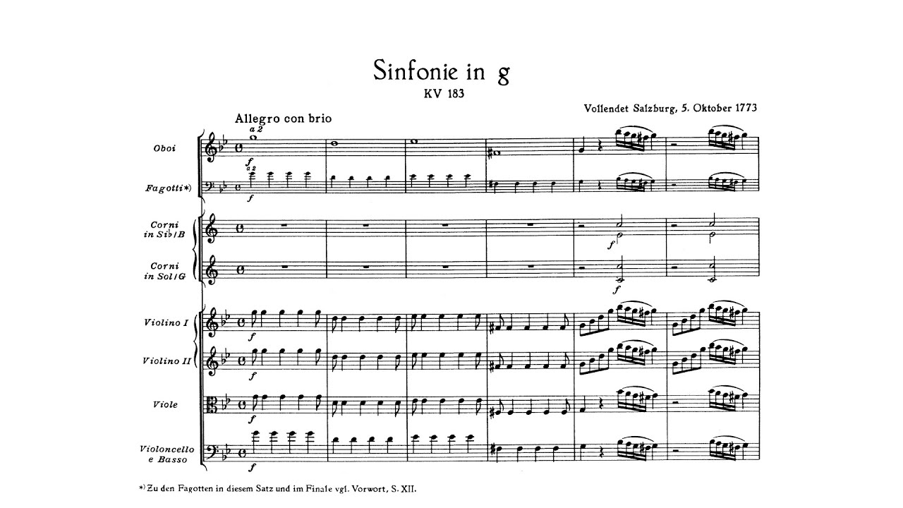 Mozart: Symphony No. 25 in G minor, K. 183/173dB (with Score)