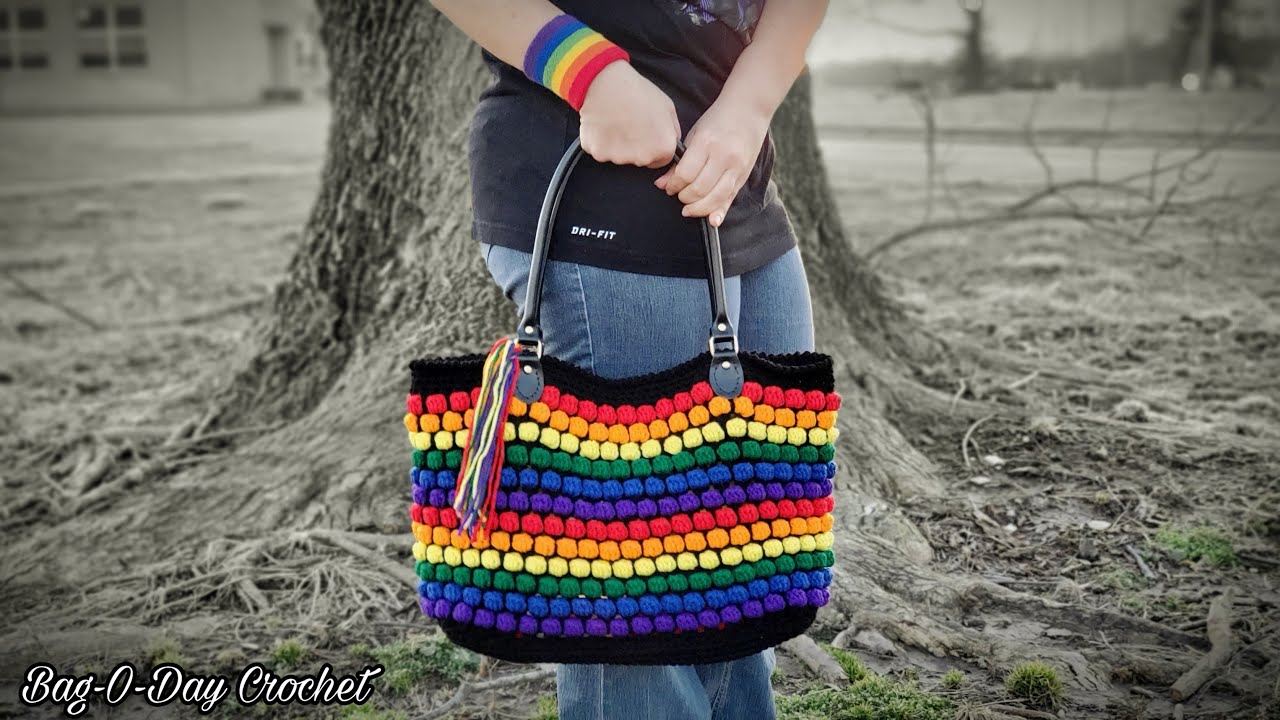 Easy Crochet Bag Rainbow Bobbles