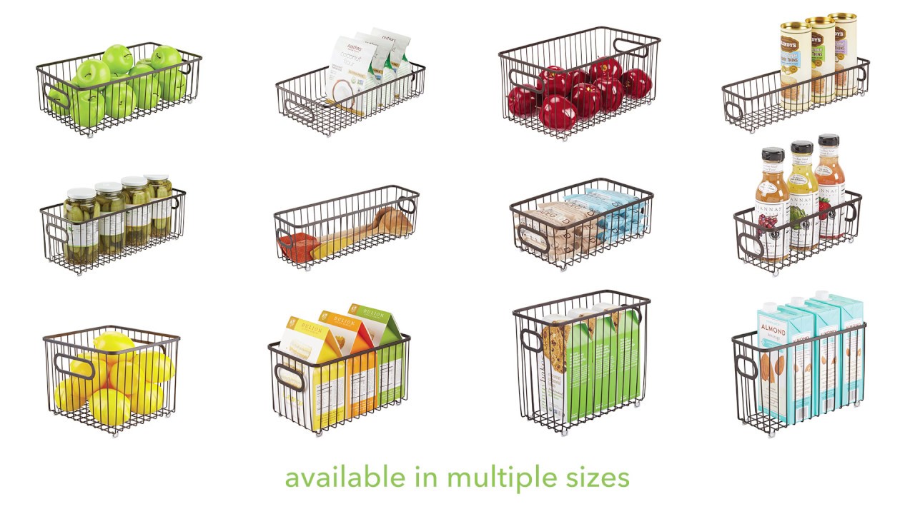 Metal Wire Kitchen Pantry Food Storage Basket - mDesign