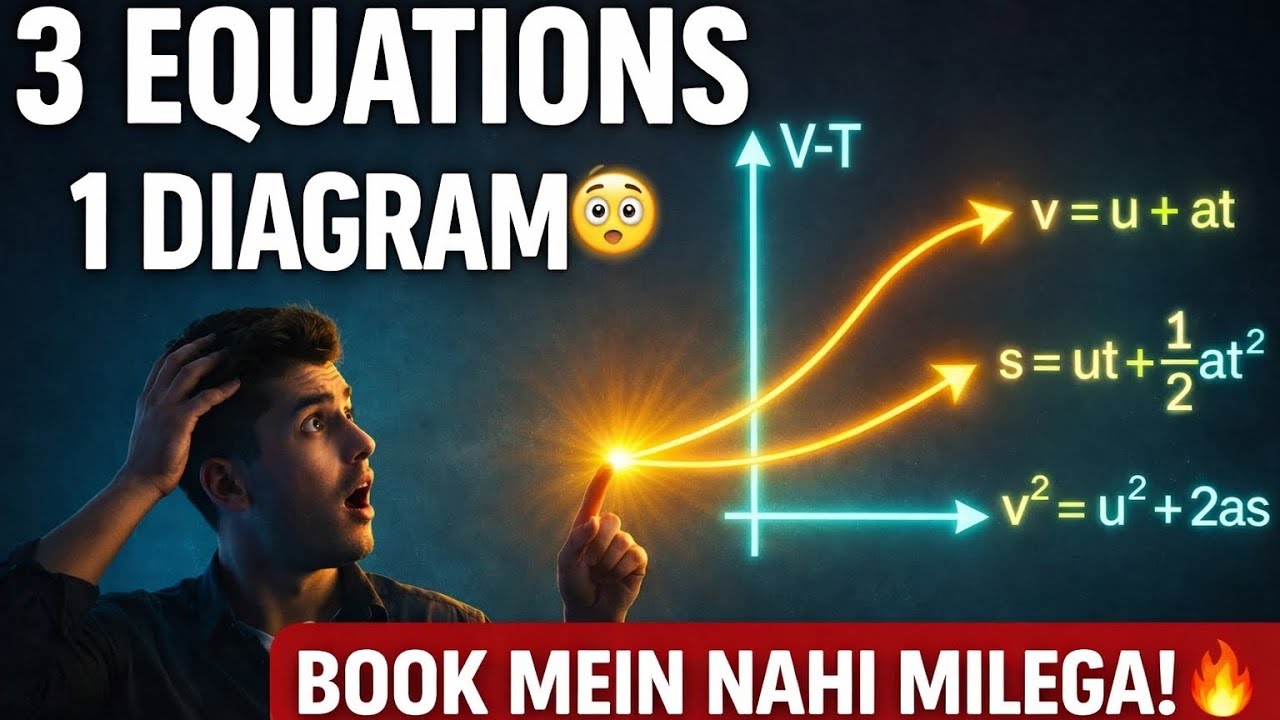 3 Equations of Motion Derivation Through One Diagram | Class 9 Physics (V-T Graph)