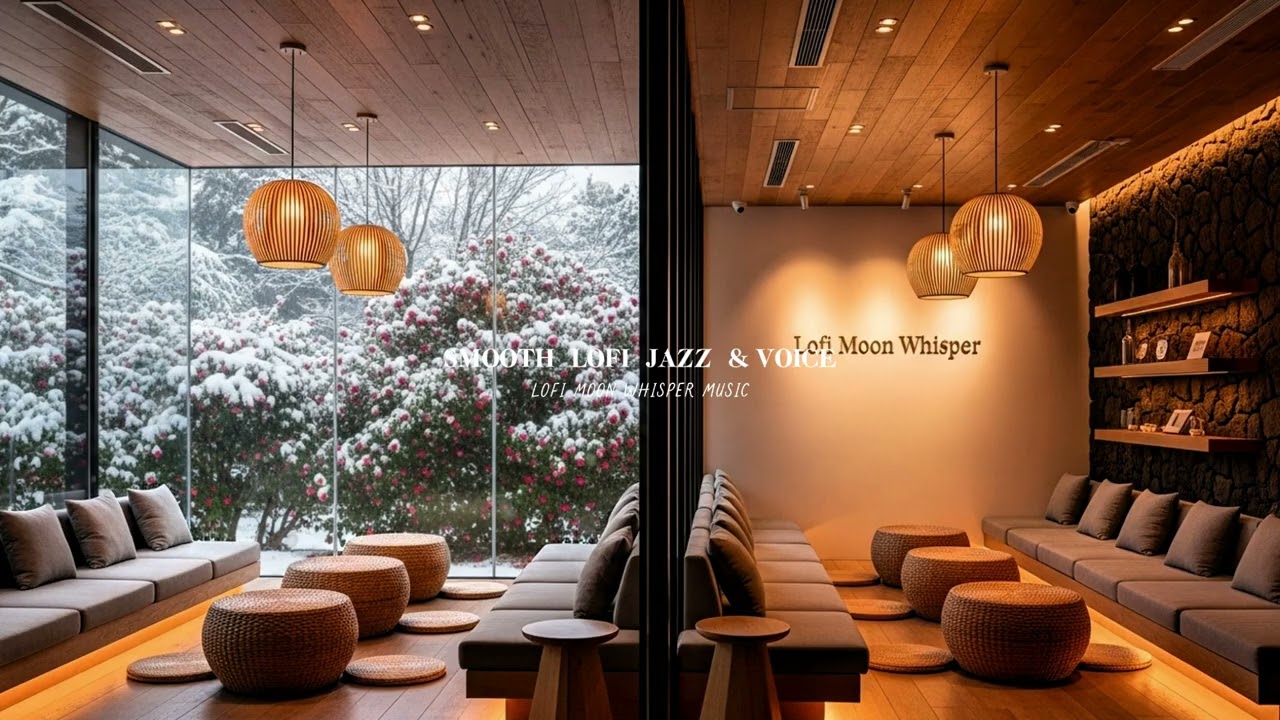 Smooth LOFI Jazz & Soft Voice in a Snowy Garden Lounge | Focus, Calm, Winter Mood