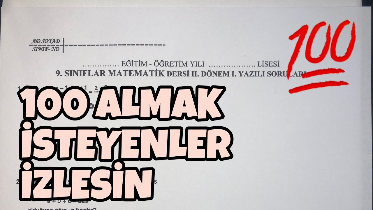 9.Sınıf Matematik 2.Dönem 1.Yazılı