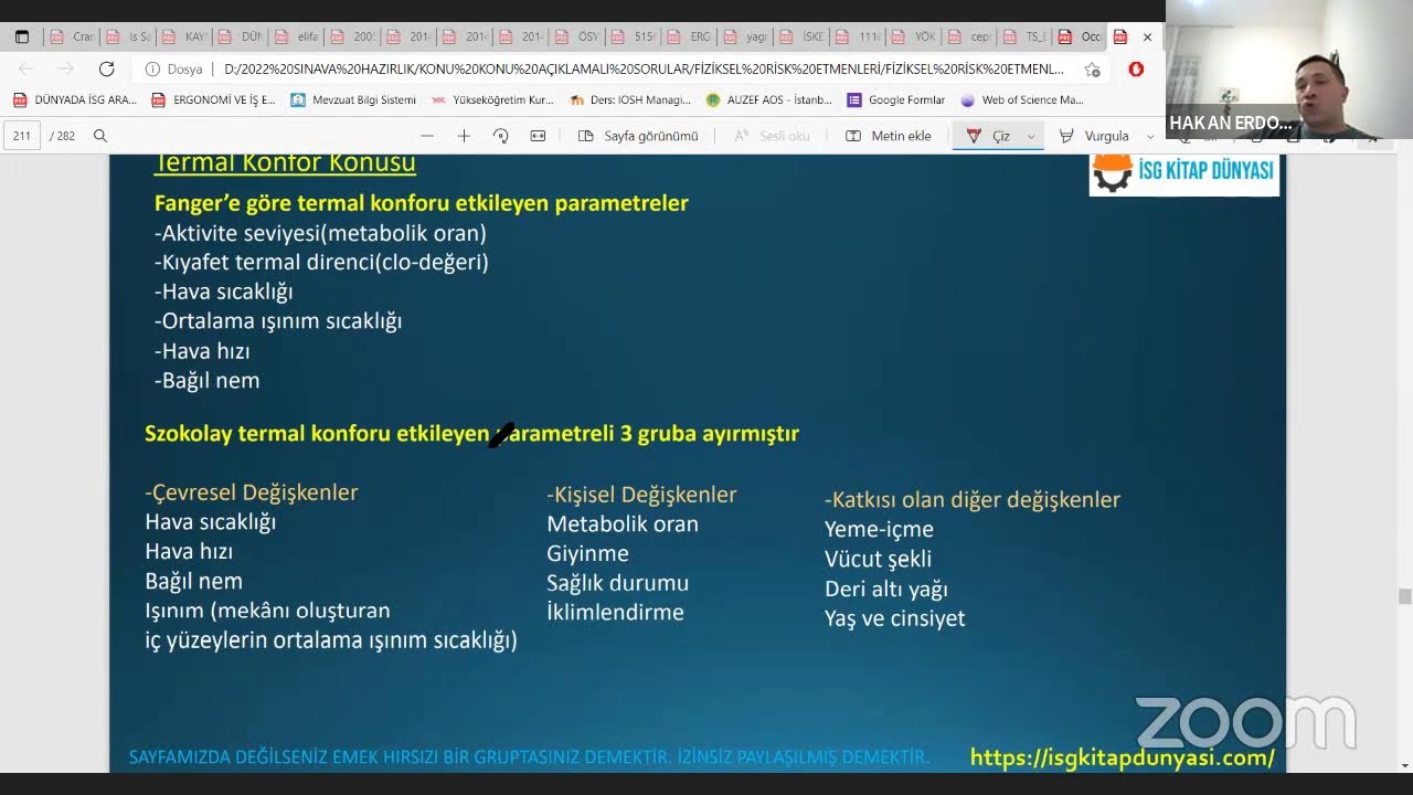 FİZİKSEL RİSK ETMENLERİ- TERMAL KONFOR DERSİ-2022