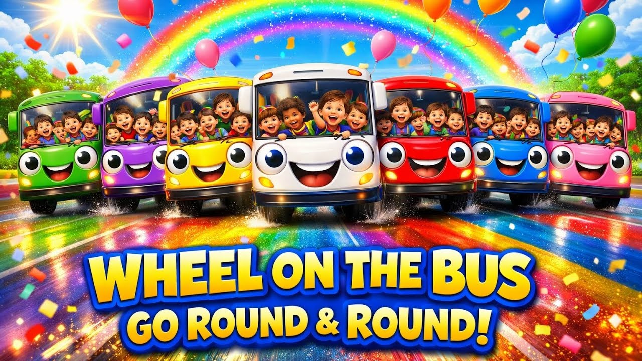 The Wheels on the Bus Go Round and Round 🚌 | Fun 3D Kids Song | Nursery Rhymes for Children 