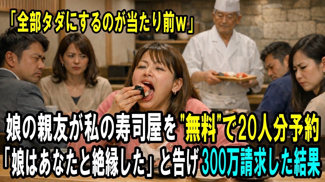 「娘の親友なら全部タダにするのが当たり前ｗ」娘の親友が私の寿司屋を強引に