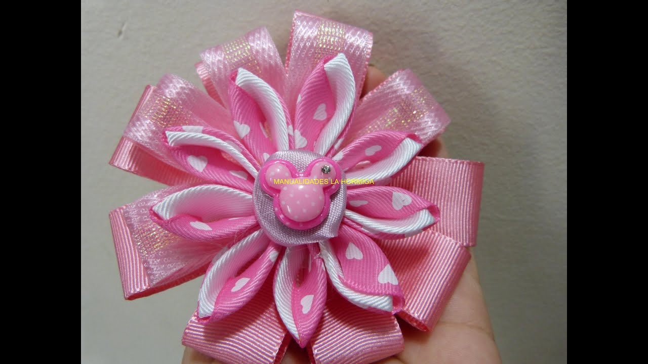 Tutorial moños y flores en listón,  Lazo escolar facil, Easy Hair Bow, Manualidades la Hormiga
