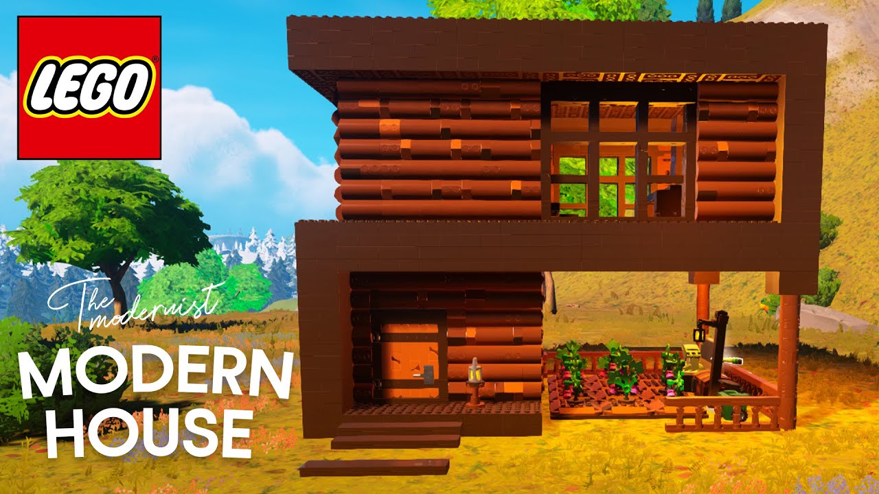 How To Build a Small Modern Wooden House in Fornite Lego!