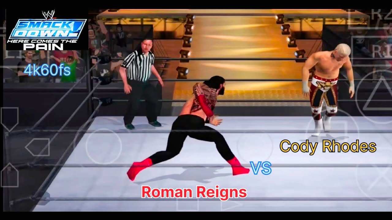 Roman Reigns vs Cody Rhodes/ SmackDownpain all Star mod/ aethersx2 mobile 